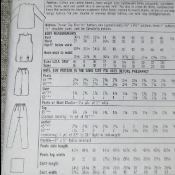 Vintage Simplicity 9526 Maternity Pants, Skirt, Top, Jacket Pattern Sizes 16-24 - Picture 3 of 3